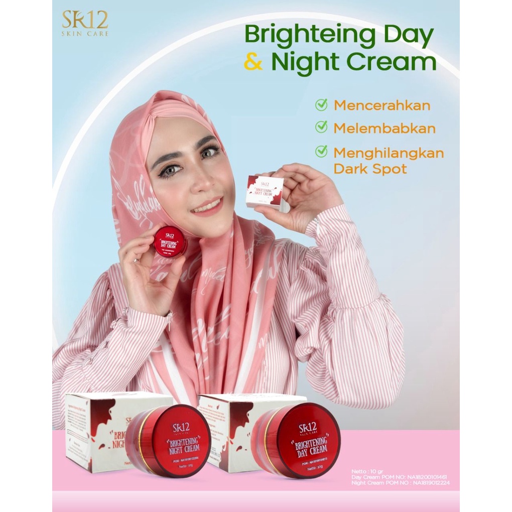 CREAM PENCERAH BPOM AMAN / KRIM SPF SR12 BRIGHTENING DAY &amp; NIGHT / MENYAMARKAN NODA HITAM