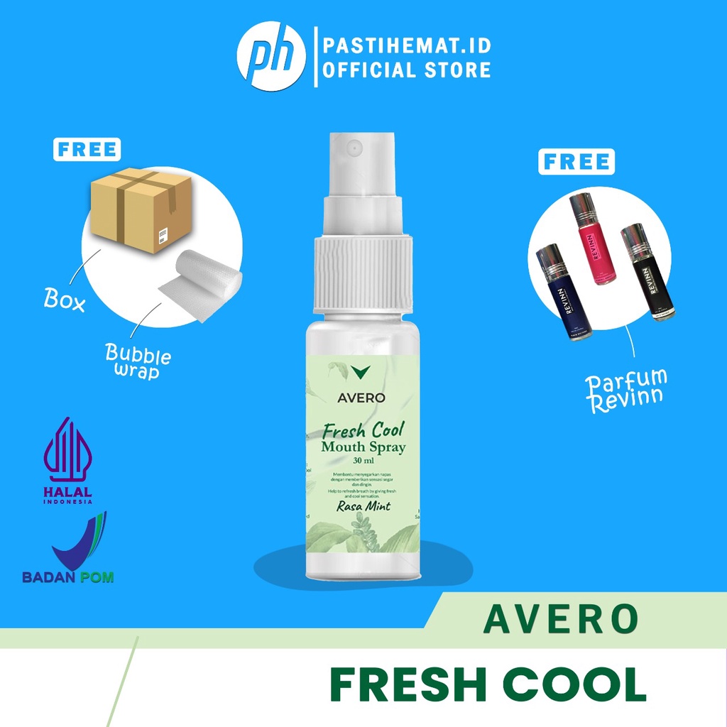 [ORIGINAL BONUS POUCH] Avero Fresh Cool Mouth Spray Parfum Mulut, Pengharum Mulut dan Penyegar Mulut BPOM MUI