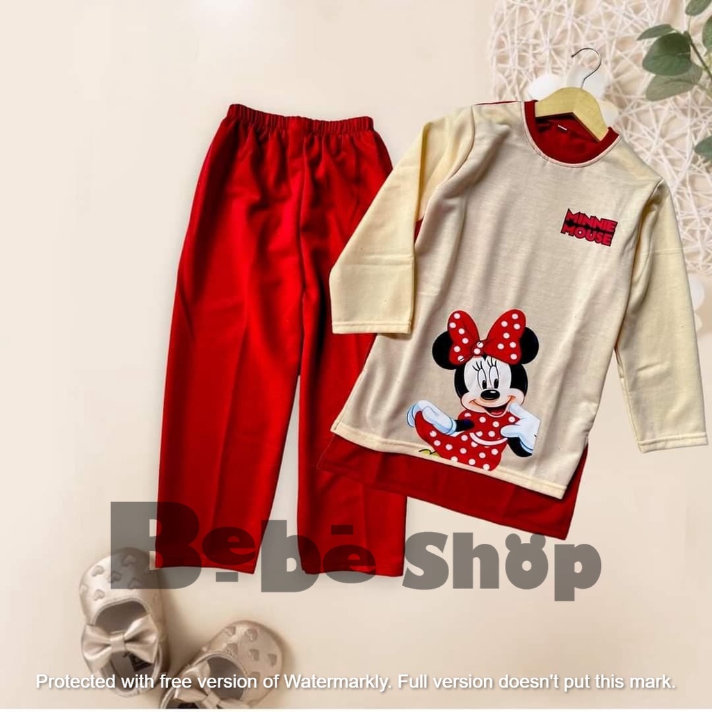 Baju anak perempuan motif mikymaousee banyak pilihan warna usia  2 sampai 12 tahun