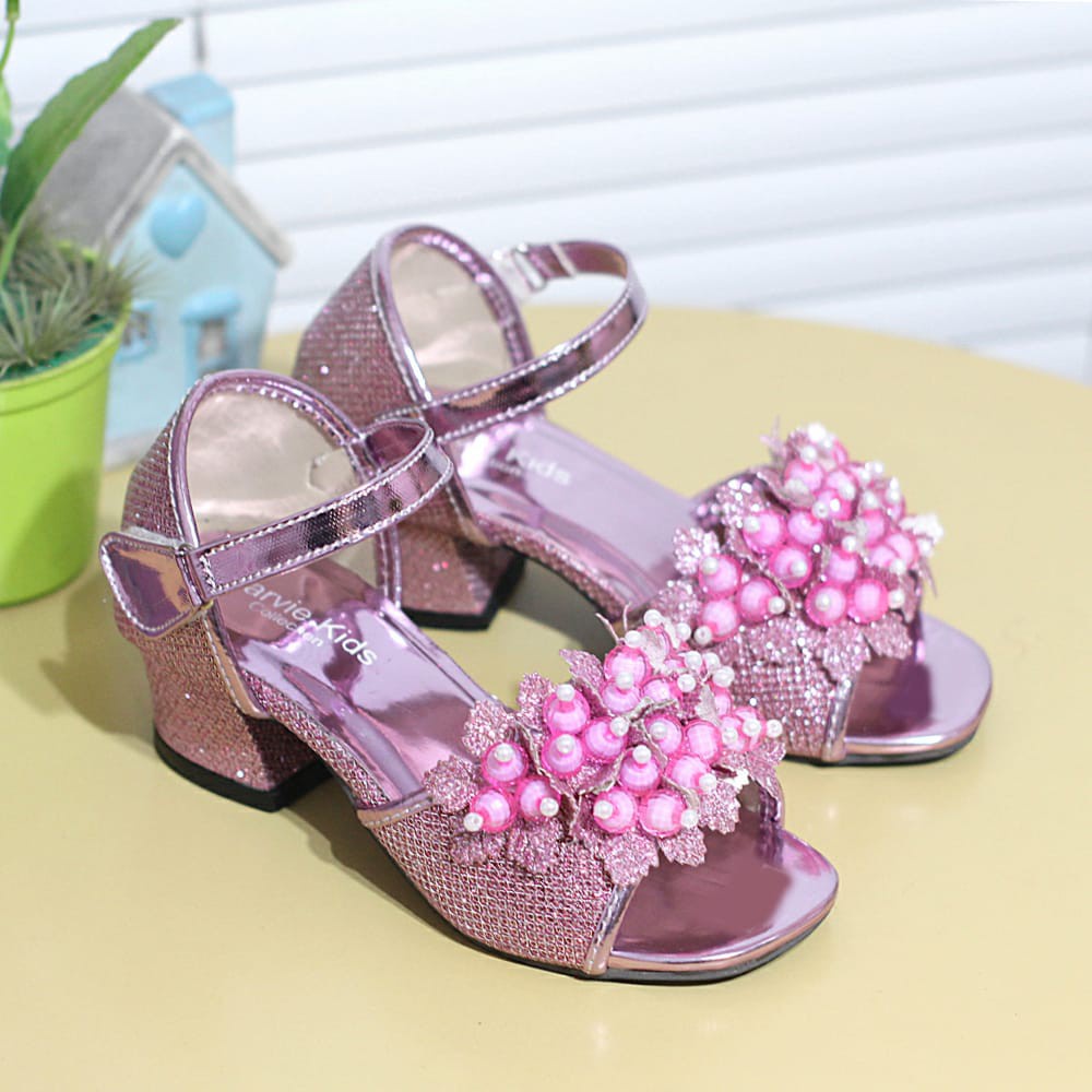 Sandal hak tinggi anak perempuan motif mute