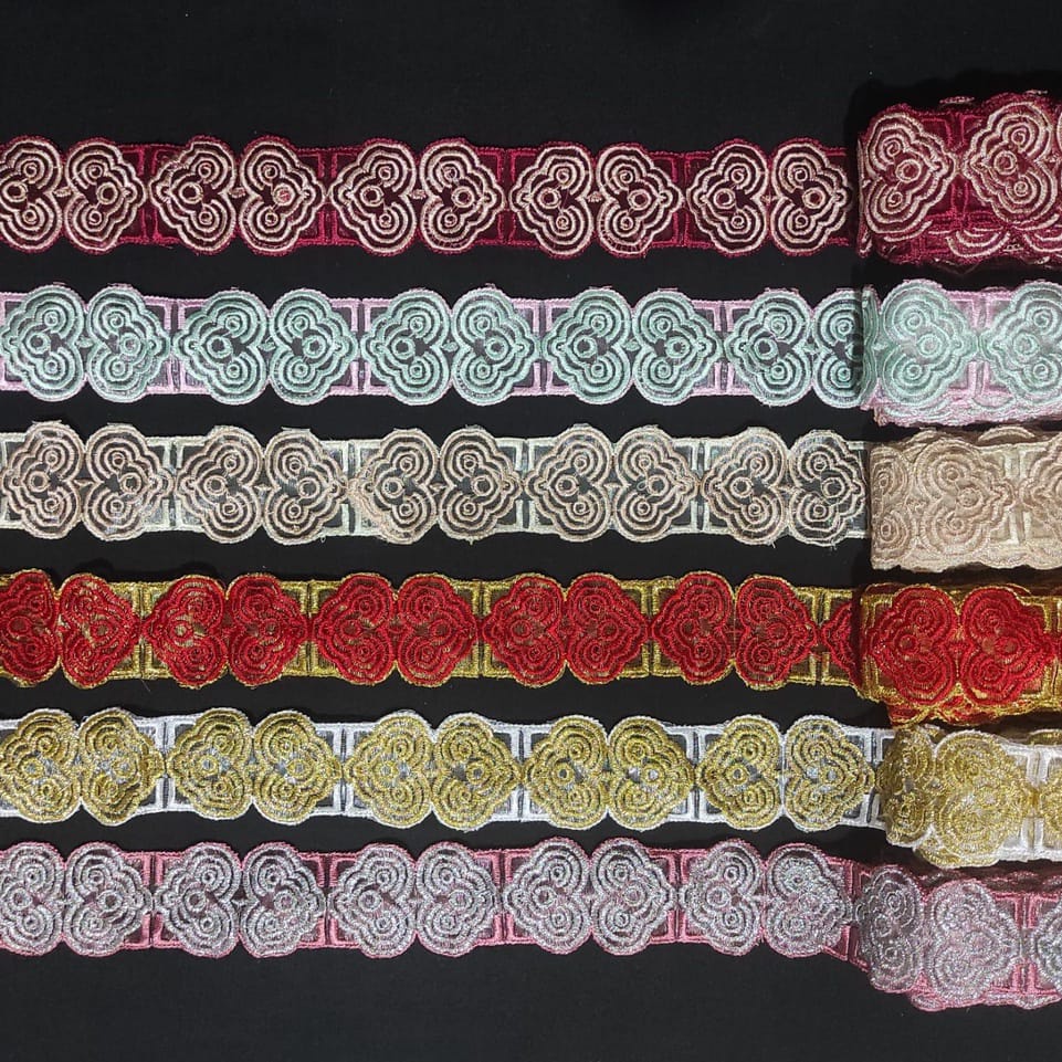 Renda Bordir Roll Pinggiran Kebaya Waru