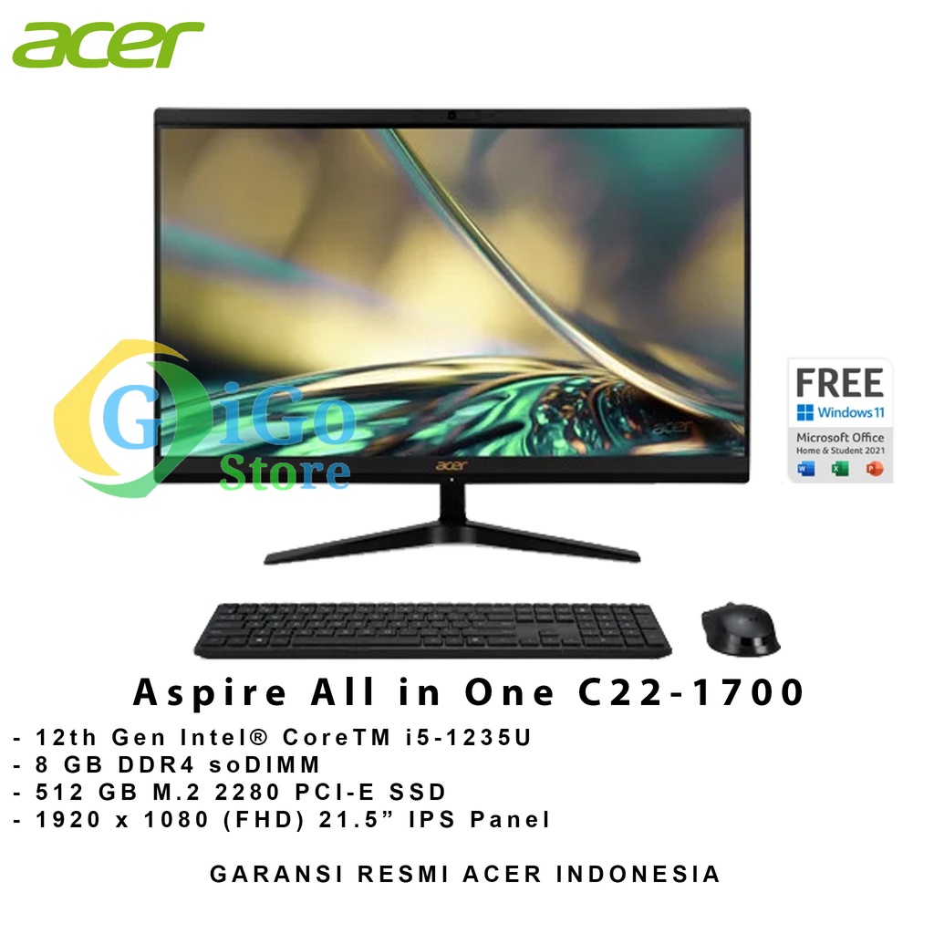 PC AIO Acer Aspire All In One C22-1700 8GB 512GB SSD Core i5 FHD 21.5"