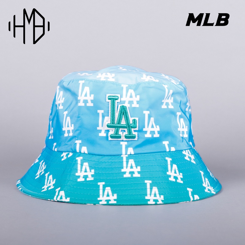 MLB Korea LA Dodgers Gradation Monogram Nylon Bucket Hat Blue Green