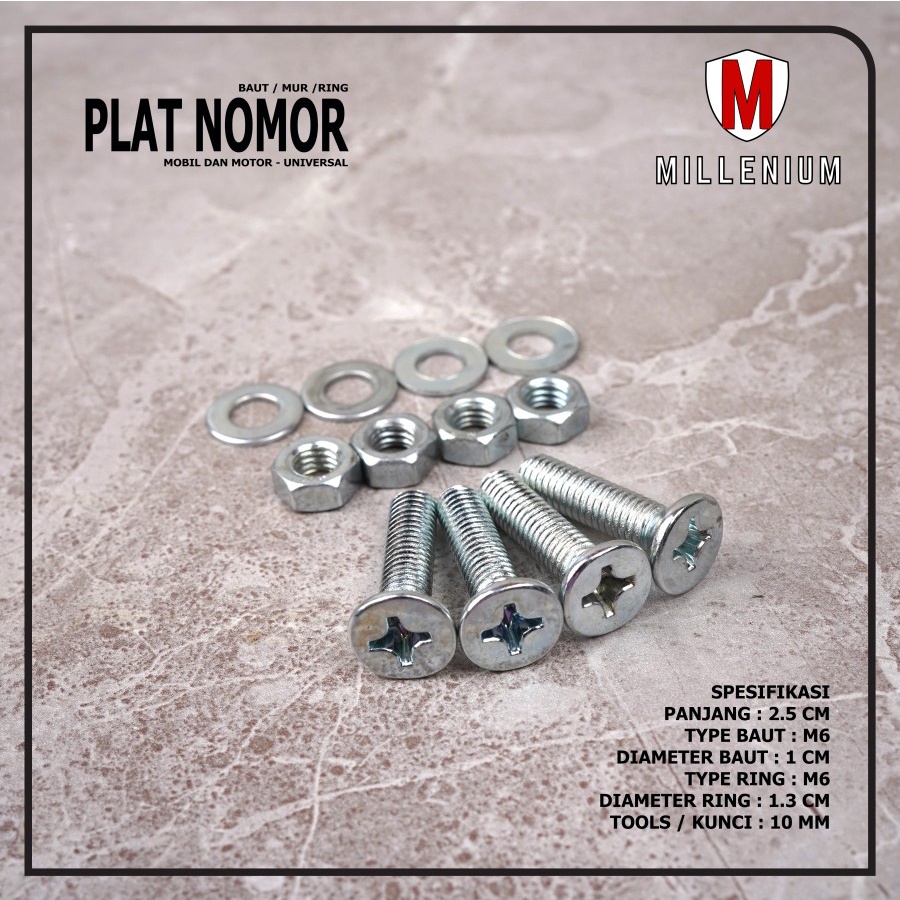 SET BAUT RING MUR PLAT NOMOR MOTOR MOBIL 1PCS