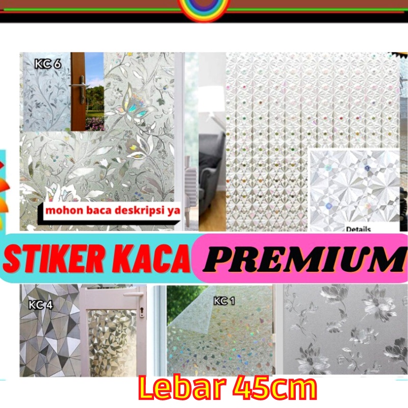 SUNBLAST WALLPAPER WALL  STICKER KACA WALLPEPER FILM SETIKER GLASS CERMIN BURAM MOTIF BAMBU BUNGA MI