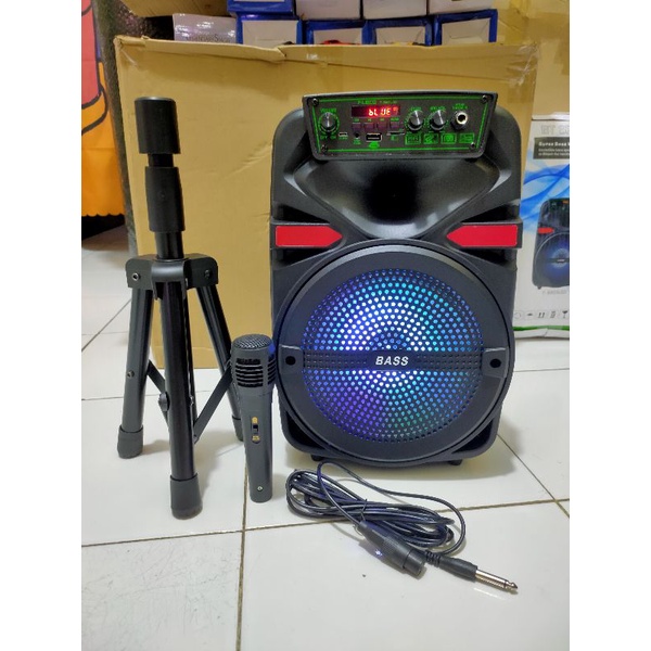 BISA COD SPEAKER BLUETOOTH KARAOKE FLECO DAPAT TRIPOD F-8805 UKURAN 8.5&quot; BONUS MIC TERLARIS DIJAMIN SESUAI GAMBAR