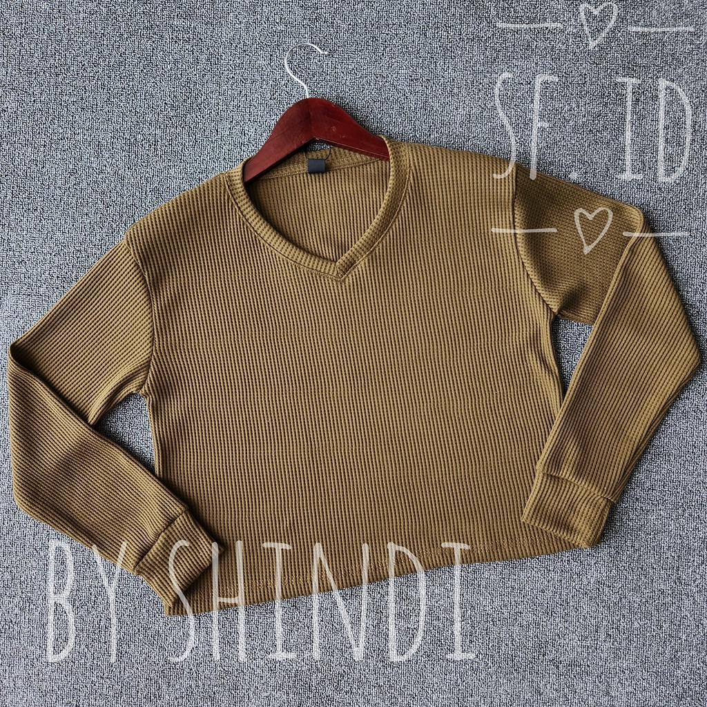 BY SHINDI V-neck / Crop Top V-neck / Kaos Rib Premium / Kaos Crop Top Lengan Panjang  V / Kaos Lengan Panjang / Korean Long Sleeve Crop Top