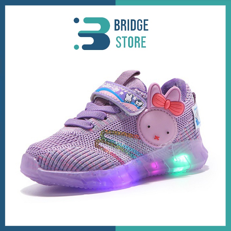 Sepatu Sneakers Anak Perempuan Terbaru IMPORT LED Motif HELLO RABBIT  028