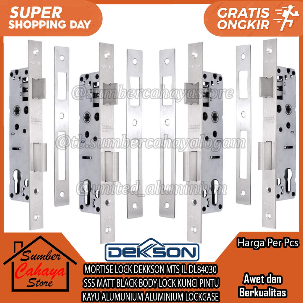 Mortise Lock Dekkson Mts IL DL84030 Sss Matt Black Pintu Alumunium Bodi Kunci Dekson Kayu Lockcase A