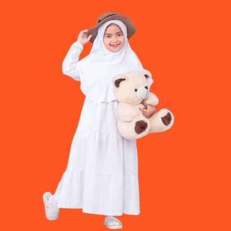 READY Gamis Anak Perempuan Set Hijab Gamis Putih Anak Perempuan Gamis Putih Gamis Remaja Gamis Putih
