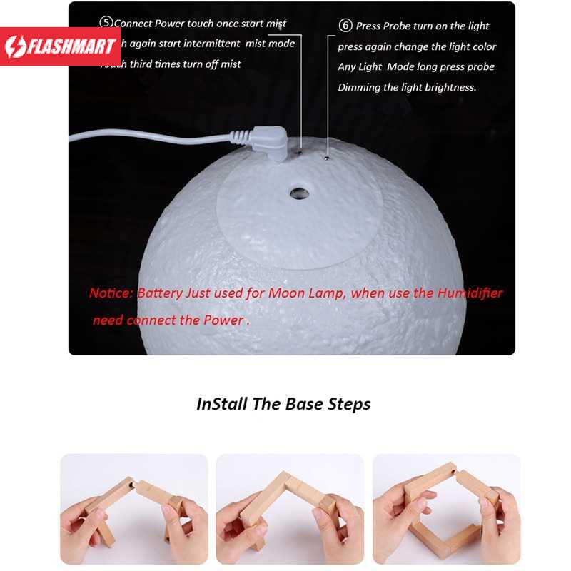 Flashmart HUMI Air Humidifier Lampu Tidur 3D Moon Night Light - AX-08