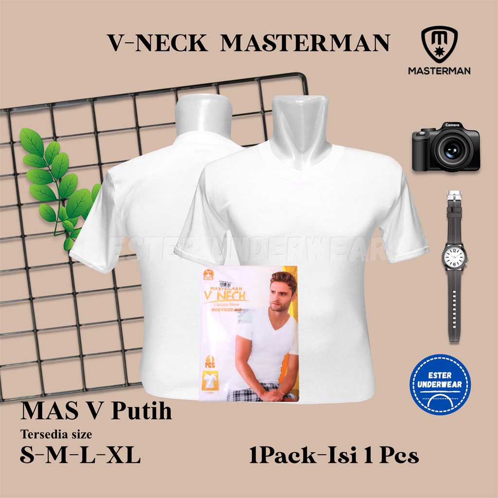 Kaos Dalam MASTERMAN V-NECK PUTIH ISI 1