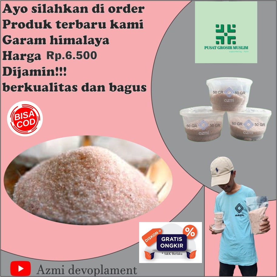 

Himalayan Pink Salt Garam Natural Himalaya Repack 50 Gr