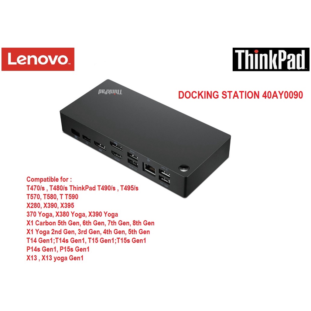 Docking Station Thinkpad Universal Type C 40AY0090 ( Gen 2 ) Original with Charger 90 Watt Terbaru Original