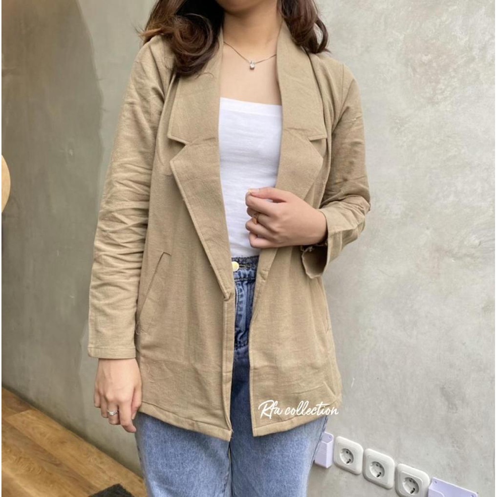 1KG MUAT 5PCS | UNI BLAZER WANITA LINEN RAMI OOTD SELEBGRAM FASHION WANITA