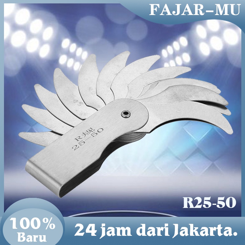 R25-50 R Gauge Alat Ukur Radius Alat Pengukur Radius Alat Ukur Celah Radius Gauge Fillet Concave Mea