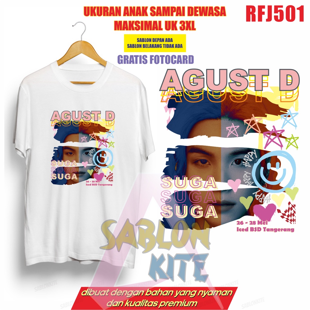 Gratis Fotocard Kaos Suga Yoongi Agust D RFJ501