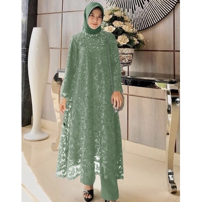 Shalom set setelan baju dan celana kondangan baju kondangan pesta setelan brokat murah Terbaru modis