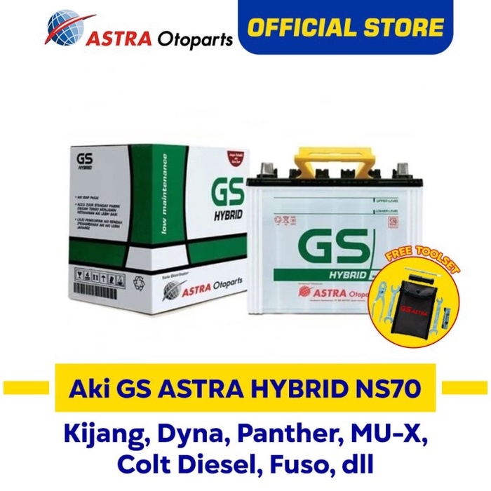 GS ASTRA HYBRID NS70 AKI MOBIL KIJANG, DYNA, COLT DIESEL, FUSO, MU-X ORIGINAL BEST QUALITY