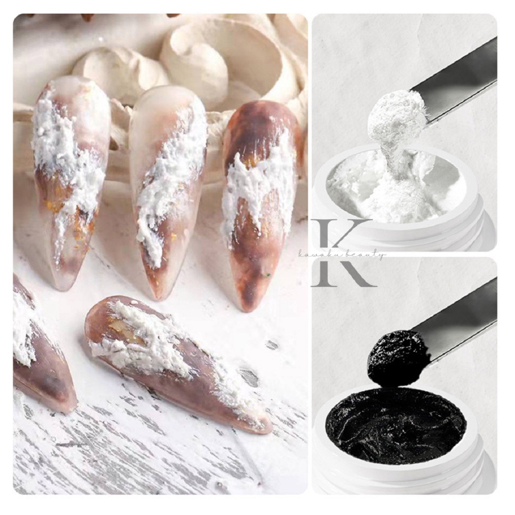 NEW Hiasan Monja Gypsum Gel Glue Series UV LED Black White Color Nail art Nail Gel Polish Clay