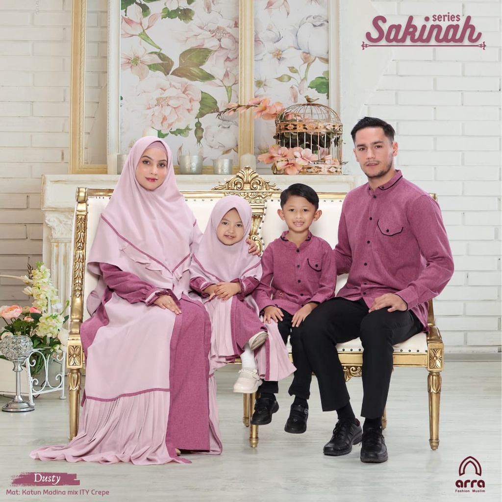 Sarimbit Keluarga 2023 Lebaran Arra Sakinah Dusty Pink Baju Couple Keluarga Lebaran 2023