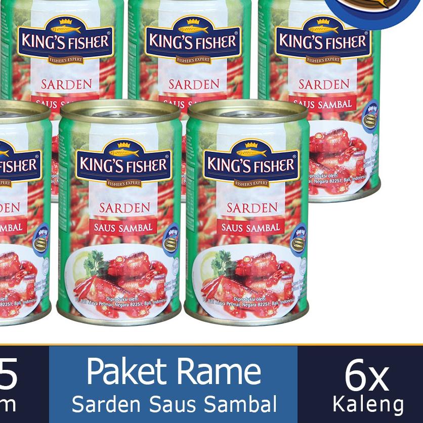 

☈ King's Fisher Paket 6 pcs Sarden mini saus sambal Makanan Kaleng 155 gr ❄
