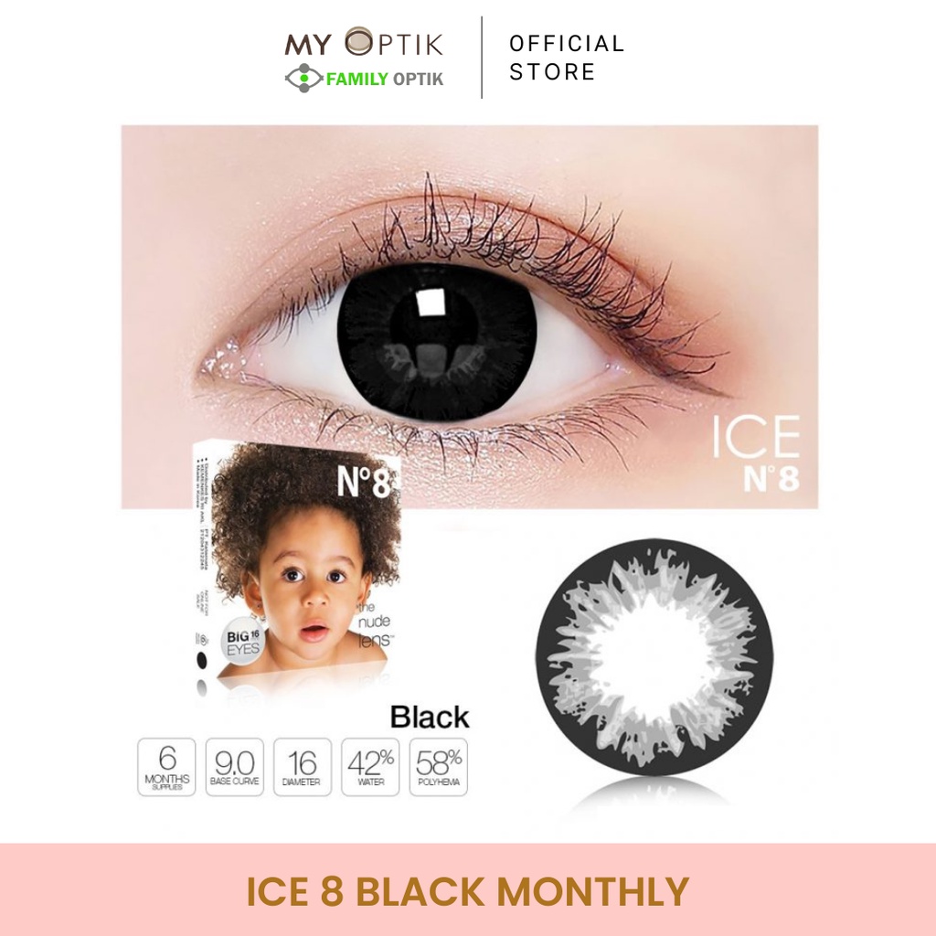 ICE No. 8 Black softlens warna