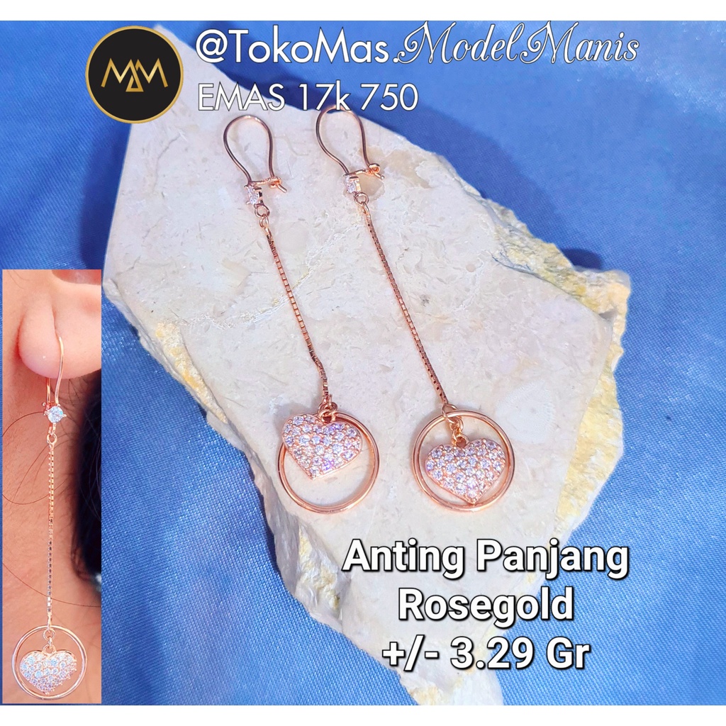 Anting panjang UBS love emas Kuning kadar 700
