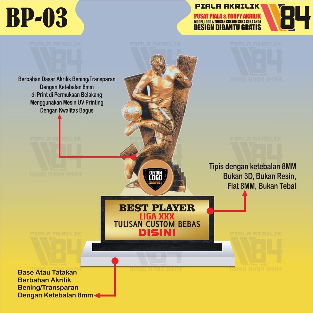 PIALA BEST PLAYER, PIALA PEMAIN TERBAIK, PIALA BOLA TROPHY BEST PLAYER, TROPHY PEMAIN TERBAIK, TROPH