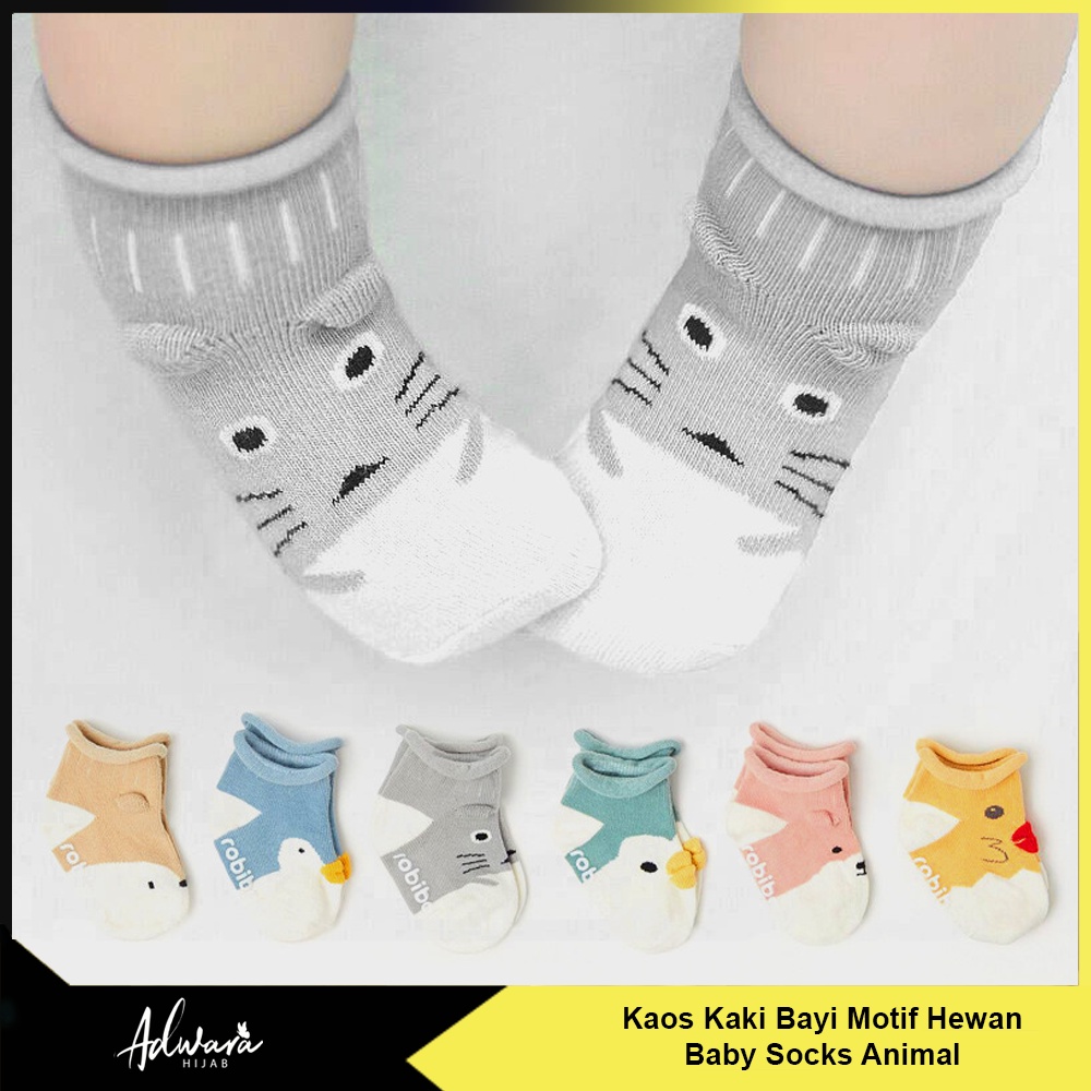 Kaos Kaki Bayi Motif Hewan Lucu / Baby Socks Animal Bahan Katun