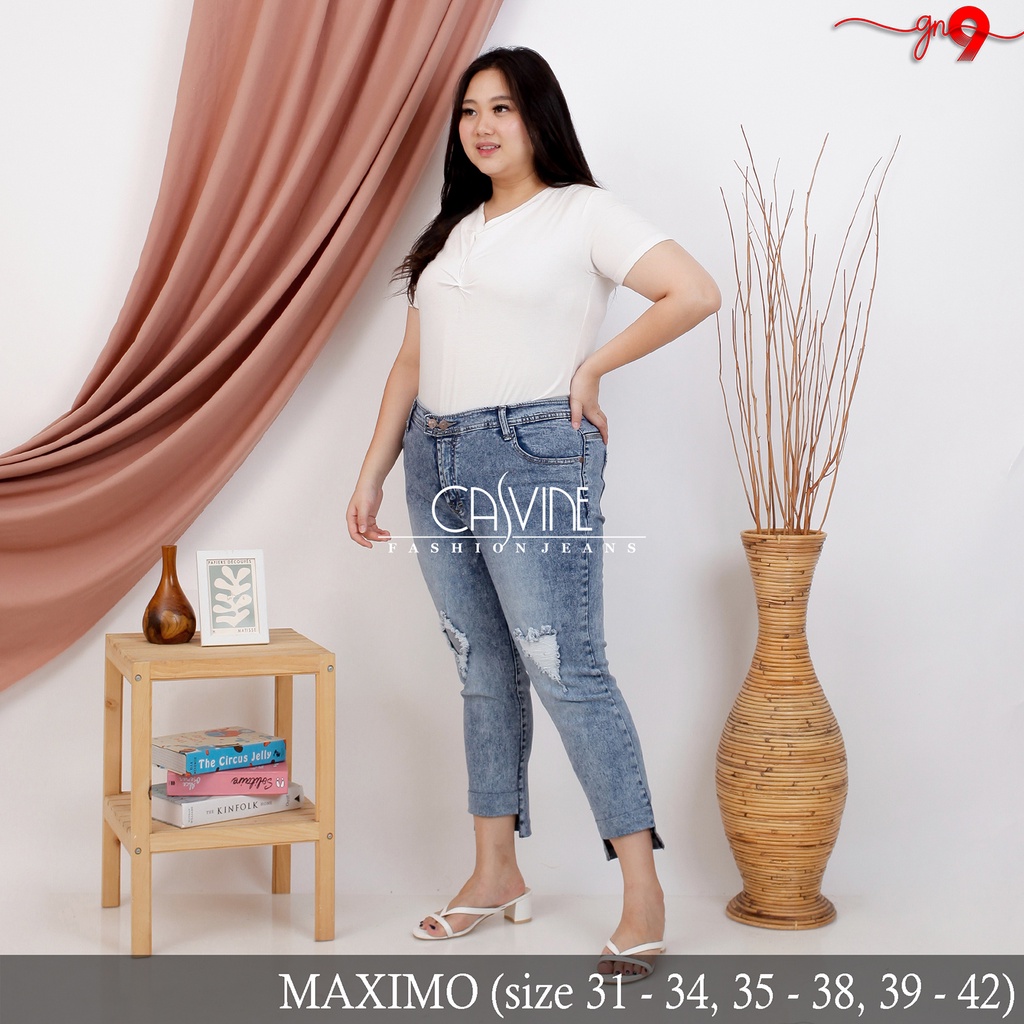 CASVINEJEANS | Celana Jeans Wanita Cewek Walker Maximo Sobek Ripped Patch Bigsize Jumbo Mom Jeans