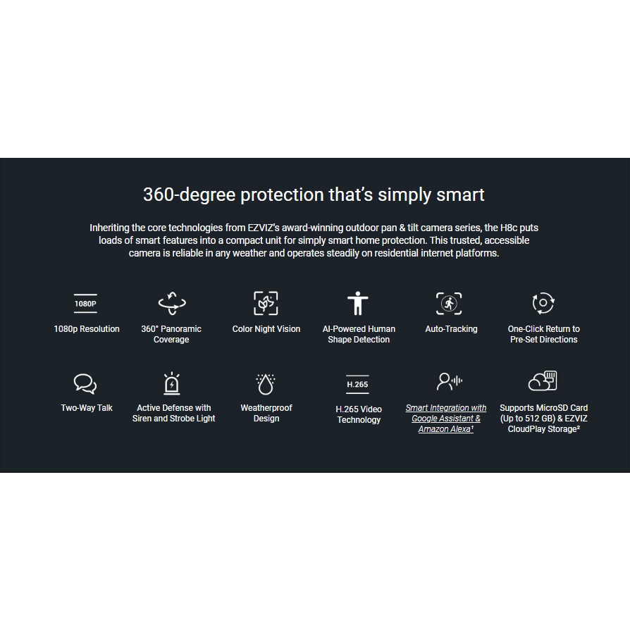 EZVIZ H8C 1080p Pan &amp; Tilt Outdoor Wifi Camera CCTV - Auto Tracking
