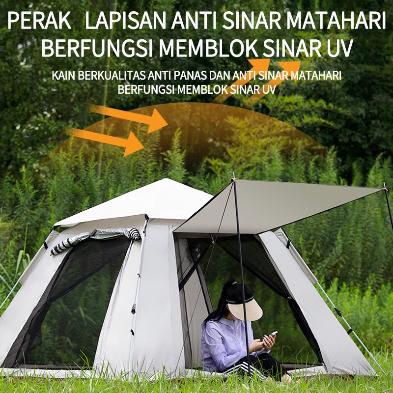 Tenda Camping Kemah Otomatis Kapasitas 4-6 Orang Lipat Portable Waterproof Anti Air Outdoor Indoor Tenda