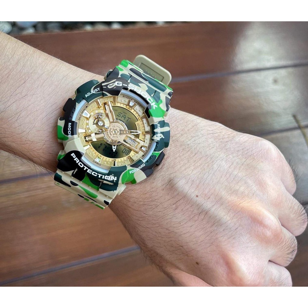 G-shock Limited Edition GShock x BAPE GA-110APE BAPE XXV 25TH GA110 ANNIVERSARY Autolight g shock Analog G shock Bape jam g shock GA 110 men watch G shock Green