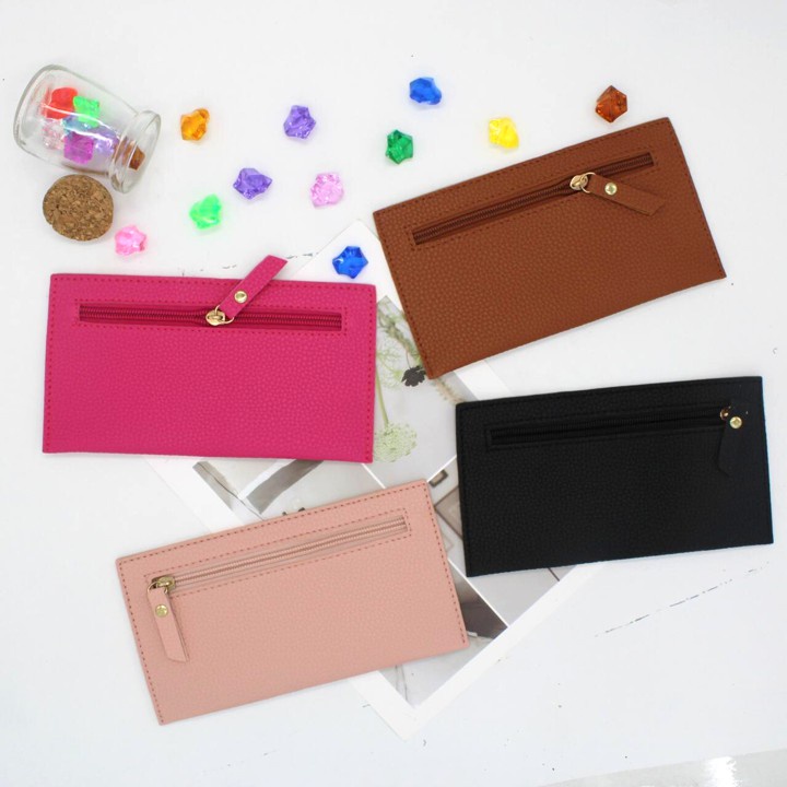 FYGALERY FYDP019 Dompet Panjang Wanita Polos Resleting Simple Woman Fashion Wallet Purse Murah