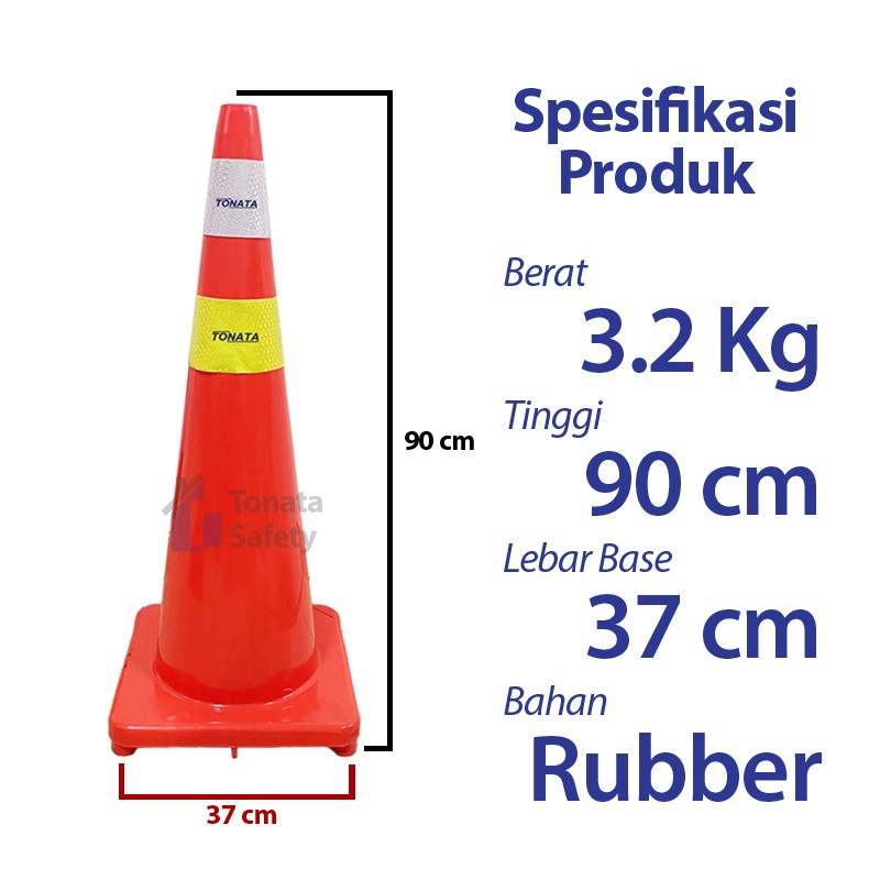 Safety Traffic Cone 90 cm / Kerucut Lalu Lintas Tonata 3.2 Kg