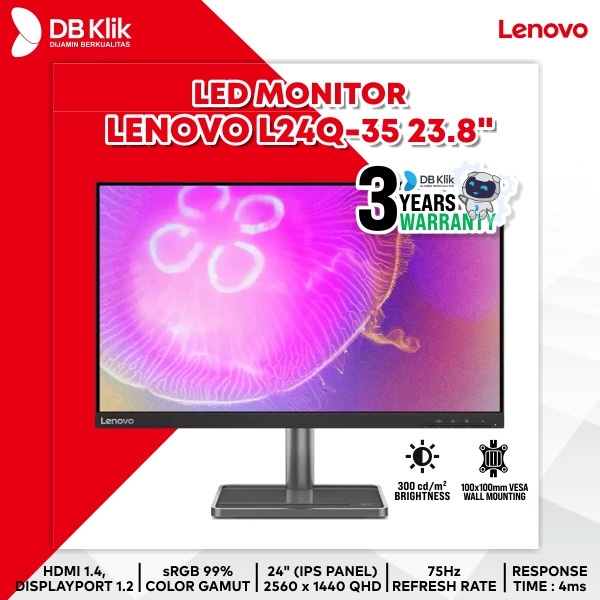 LED Monitor LENOVO L24q-35 23.8&quot; 75Hz IPS QHD HDMI DP - LENOVO L24q 35