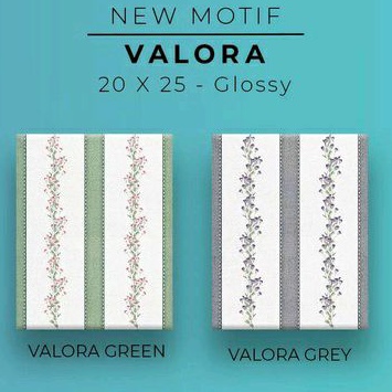 Keramik 20x25 Glossy 4 Motif Bunga Vallora, Violetta, Valda dan Vanda Grade A