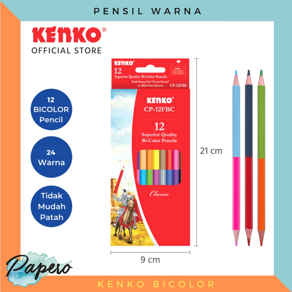 

Set Pensil Warna 2 Sisi / Coloring Pencil Bicolor 12 Warna CP-12FBC