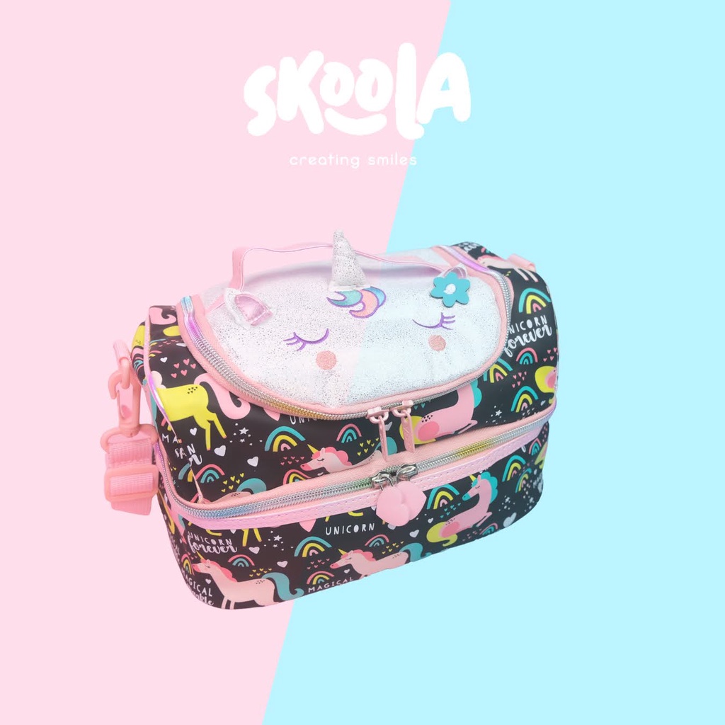 Skoola Tas Bekal Lunch Bag Box Tempat Makan Anak Perempuan Unicorn Mermaid Cat - Dosi