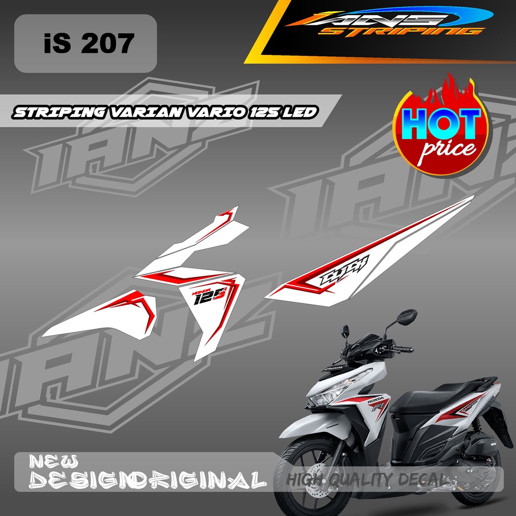 STRIPING SIMPEL HONDA VARIO 125 LED CUSTOM VARIAN WARNA / STIKER SEMI FUL BODY HONDA VARIO / STIKER KERETA HONDA VARIO 125LED  IS207