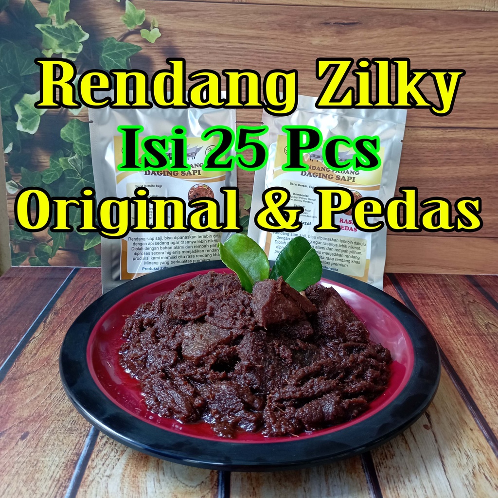 

Rendang Zilky Isi 25 Pcs Potong Daging Sapi Khas Asli Padang Minang Randang 1000gr 1000 gr 1kg 1 kg