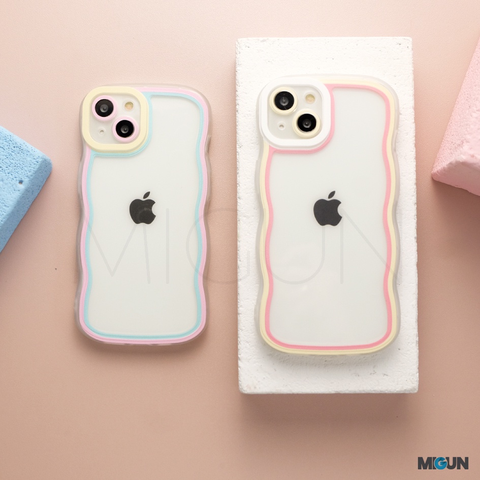 Curly Pastel Transparent Silicone Case iPhone 7 8 Plus X XS MAX XR 11 12 13 14 PRO MAX PLUS