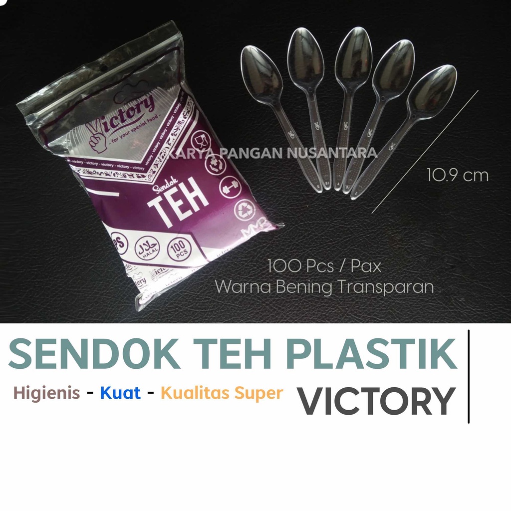 SENDOK TEH PLASTIK VICTORY SENDOK SALAD ICE CREAM PUDDING PACK 100PCS