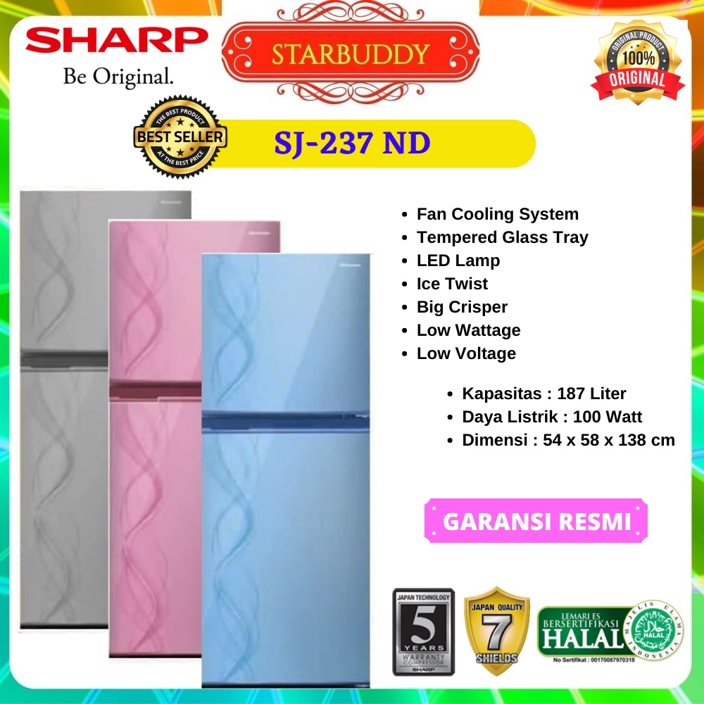 KULKAS SHARP SJ-237 ND,SJ237ND 2 PINTU