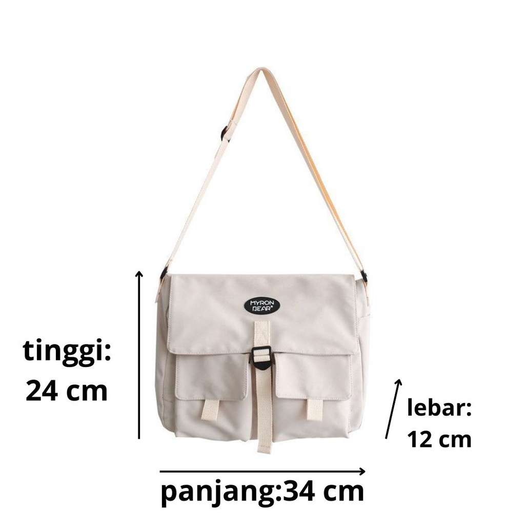 YOUBAGSHOP Tas Selempang Kuliah Unisex Tas Sekolah Korea Fashion Tas Cowok Cewek  2 POCKET import 2020-41