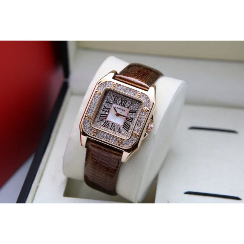 Jam Tangan Wanita Cartier Kulit / Jam Tangan Import