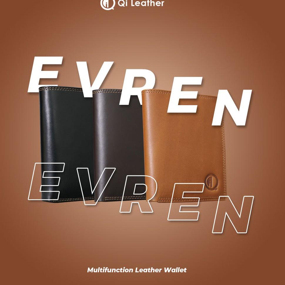 DOMPET KULIT EVREN 15 SLOT KARTU EMBOSS QI LEATHER ORIGINAL EKSKLUSIF DESAIN SIMPLE DAN ELEGANT DOMP