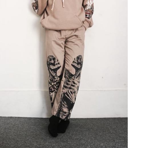 ۩ Flame Everyday Skeleton Dark Khaki Baggy Pants ✬