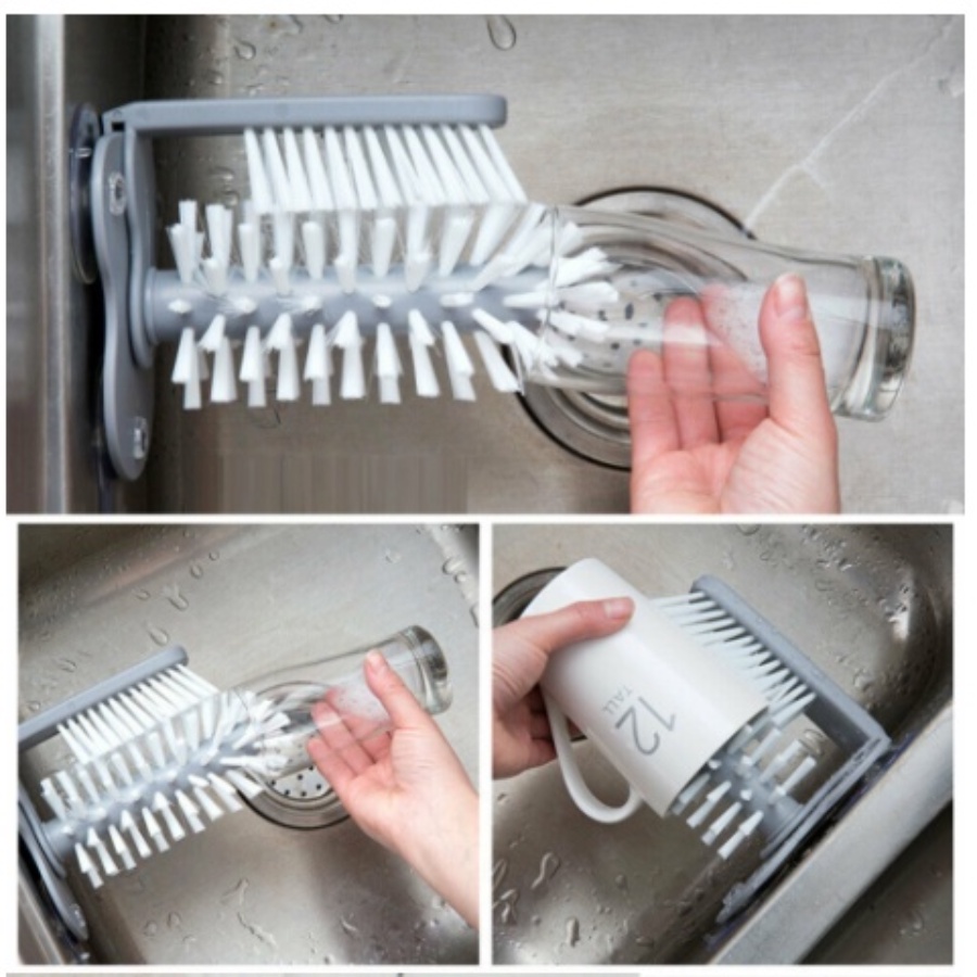 OKK  Sikat Botol Tempel Sikat Gelas Tempel Glass Brush Suction Serbaguna